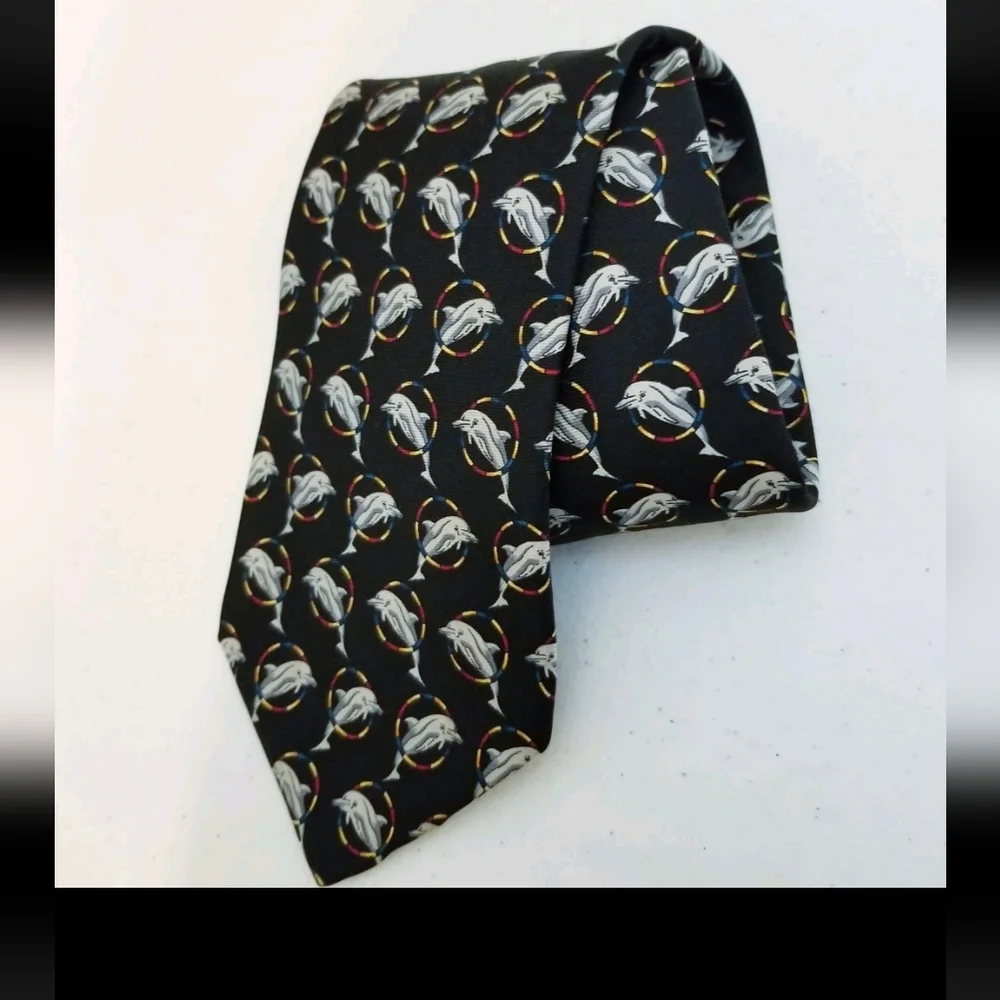 Brooks Brothers Men's Silk Tie Dolphins Hoop 55 In Classic